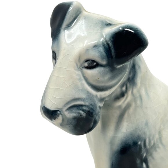 Dog Fox Terrier Cermic Sitting Figurine Black White 5.38" Tall Vintage‎ - READ - Picture 5 of 9